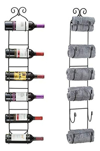 Estante De Pared Para Vino/toallas (capacidad, 6 botellas)