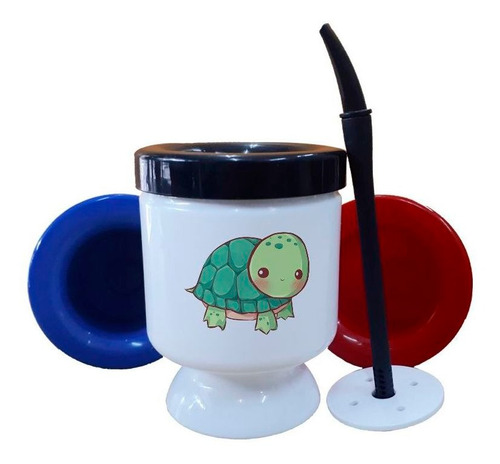 Mate Plastico Tortuga Feliz Dibujo Infantil