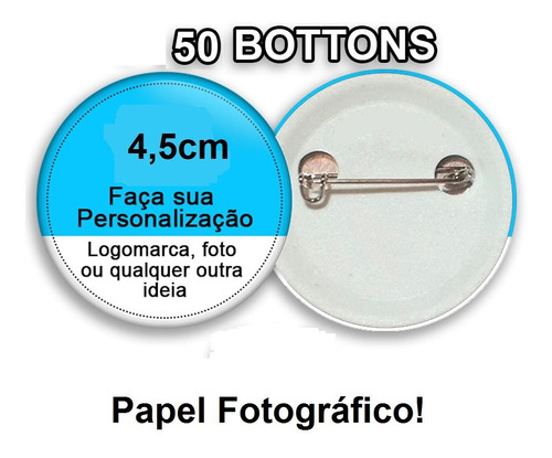 Botons Button Bottons Broche Personalizado 50 Un 4,5cm