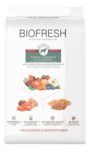 Alimento Biofresh Super Premium para cão senior de raça grande e gigante sabor mix em sacola de 15kg