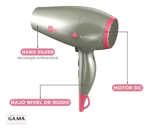 Secador Gama Diamond My Style St 220 Ceramic Nano Silver Cuotas