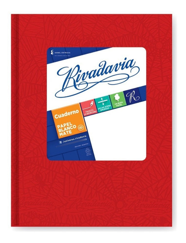 Cuaderno Escolar Rivadavia T/d 98h Rayado Rojo