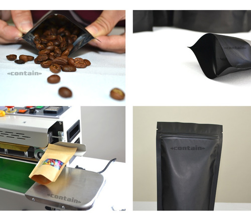 500 Bolsa Stand Up Pouch Con Cierre Negro Mate De 150 Grs