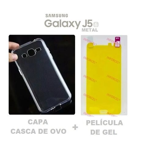 Capa Casca De Ovo + Película De Gel Galaxy J5 J510 Metal