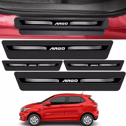 Kit 8 Peças Adesivo Soleira Porta Fiat Argo 2018 2019- Preto