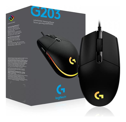 Mouse Gamer Usb Logitech G203 Lightsync Rgb Negro