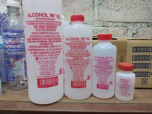 Alcohol Potable De Caña 96° 1 Lt