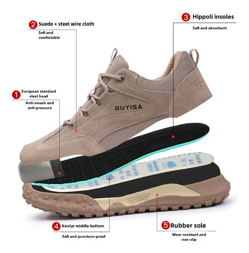 Zapato De Seguridad 42 Cómodo Y Resistente Acero