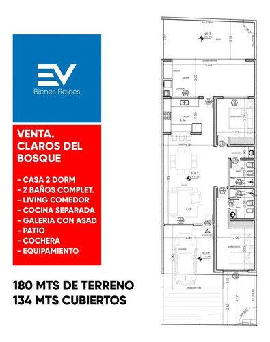 Imagen 22 de 22 de Venta. Claros Del Bosque. Casa Desarrollada En 1 Sola Planta. 2 Dorm 2 Baños Completos Patio Galeria Cochera
