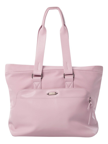 Totto Bolsa De Dama - Mujer Con Porta Laptop 15 Shopper - A Color Rosa Diseño De La Tela Lisa