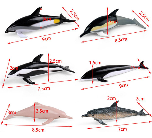 6 Piezas Mini Figuras De Delfines Modelo Colección De