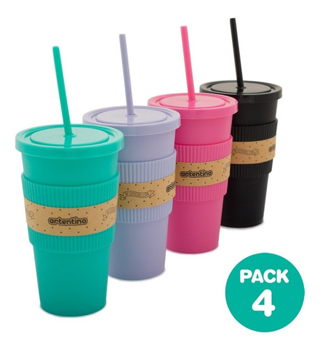 Imagen 1 de 5 de 4 Vaso Jarro Taza Sorbete Faja Silicona Frio Calor Artentino