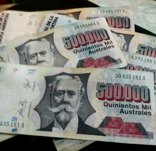 5 Billetes Argentinos , 1991 ,500.000 Australes