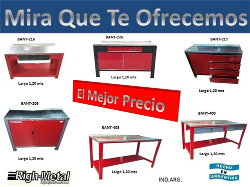 Banco De Trabajo Con 2 Cajones Righmetal
