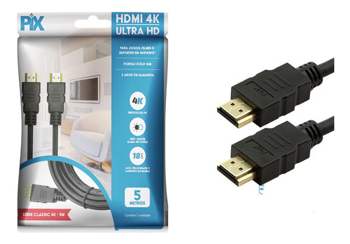 Cabo Hdmi Gold 2.0 4k Hdr 19p 5m-chip Sce 018-2225 