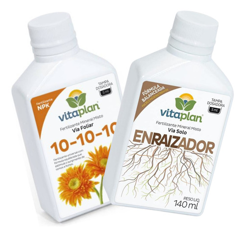 Kit Fertilizantes Npk 10-10-10 + Enraizador (140ml) Vitaplan