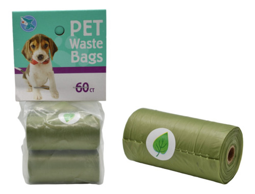 Set De Bolsas Biodegradables Para Mascotas X4 Rollos 60ct