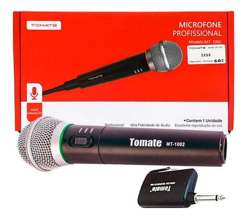 Microfone Sem Fio Profissional Wireless Receptor Tomate