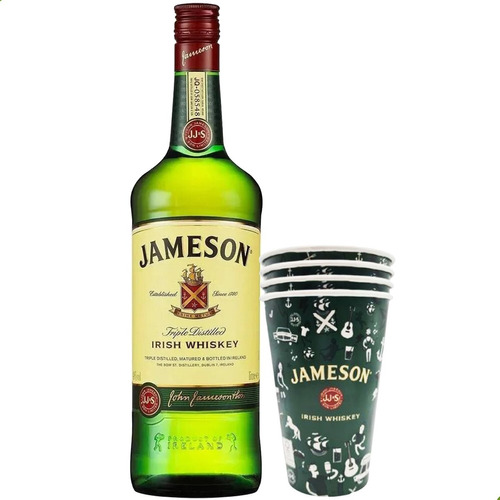 Whisky Jameson Irlandes 1 Litro + Vasos Descartables Regalo