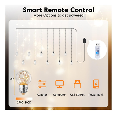 Luces De Hadas De Cortina Led De Minetom 200 Luces Colgantes