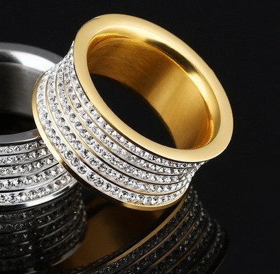 Imagen 6 de 10 de Anillo Pavé Acero Dorado - 693