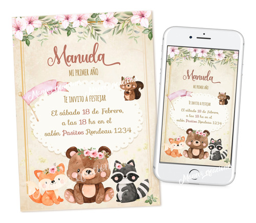 Kit Imprimible Animalitos Del Bosque Terra  Textos Editables