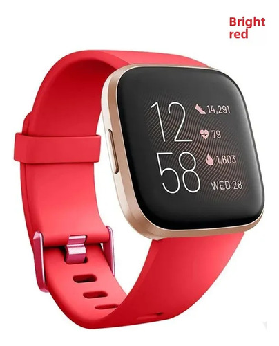 Rojo: Correa De Silicona Compatible Con Fitbit Versa2/vers L