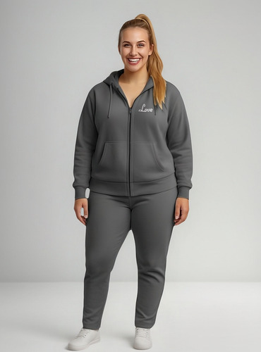 Conjunto Deportivo Curvy Tallas Extra Lxcurvy-400 Para Mujer Gris Oscuro Lisa 2xg