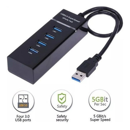 Imagen 3 de 6 de Hub Usb 3.0 4 Puertos De Alta Velocidad Con Indicador Led