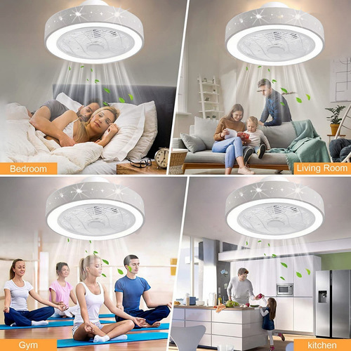 Ventilador De Techo Lampara Moderno, Tres Colores Dimmable