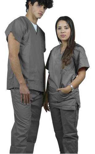 Conjunto Medico. Pantalón Y Casaca Gris Uniformes