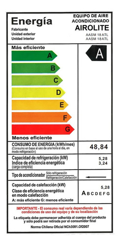 Aire Acondionado Split Airolite 18000btu On/off