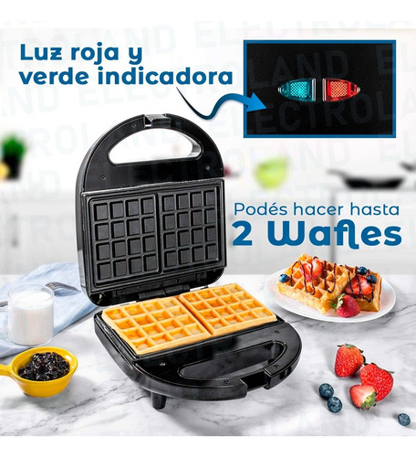 Imagen 6 de 10 de Waflera Electrica Antiadherente Teflon Metalica Wafle Cocina