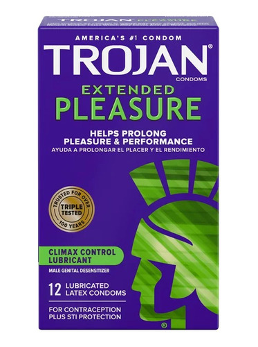 Condones Trojan Extended Pleasures 12 Pzas Retardantes