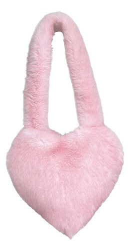 A Monedero De Peluche Para Bolso Bandolera Largo Rosa