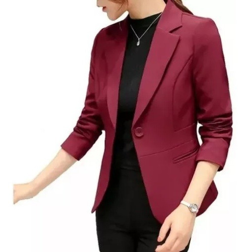 Blazer Mujer Moda Casual Color Sólido Manga Larga