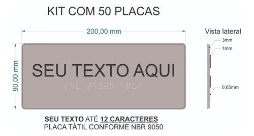 50 Placas Tátil Braille Relevo Com 1 Linha (12 Caracteres)