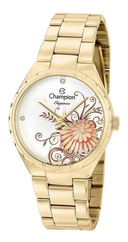 Relógio Champion Feminino Elegance Flor Cn25501h Cor da correia Branco Cor do fundo Branco