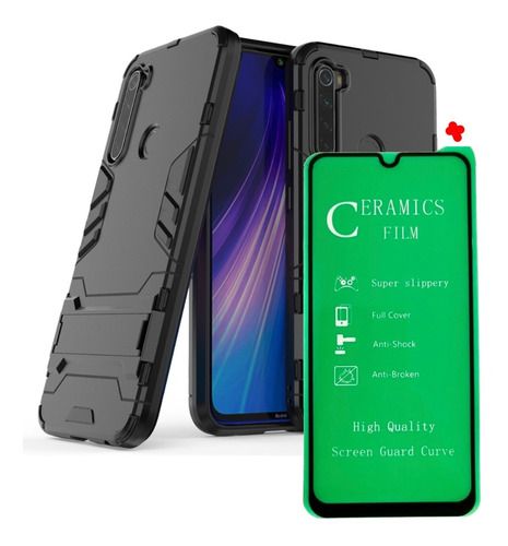 Funda Estuche Antichoque Armadura + Vidrio 5d Xiaomi Note 8