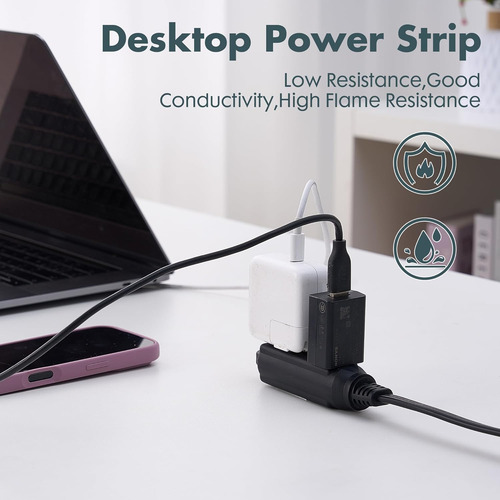 Cable De Extensión Plano Con Extensor De 3 Salidas, Regleta