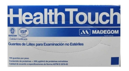 Guantes descartables Madegom Examen health touch color blanco talle M de látex con polvo x 100 unidades