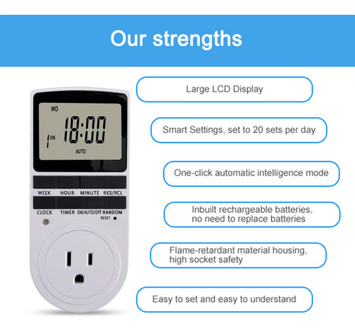 Enchufe Temporizador Digital Programable Con Pantalla Lcd Pa