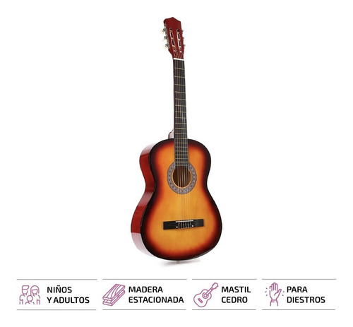 Imagen 4 de 9 de Guitarra Criolla Clasica Nuevas Calidad Con Funda Pua Manual
