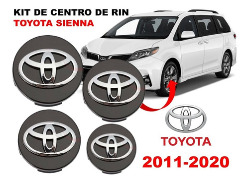 Kit 4 Centros De Rin Toyota Sienna 11-20 62 Mm Negros