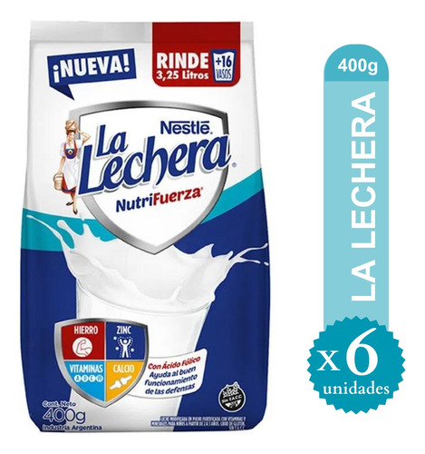 Pack Leche En Polvo Nestle La Lechera 400g X 6 Unid - Ma