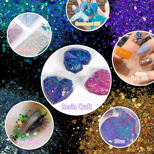 Renfio Camaleón Chunky Glitter, 16 Colores Cambio De Color R