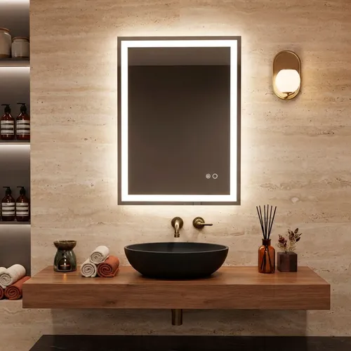 Espejo Vertical Con Luz Led Desempañador Tactil Baño 50x70cm Espejo