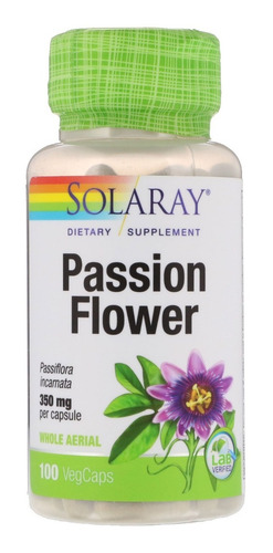 Passiflora Solaray 350 mg 100 cápsulas Calmante de flor de pasión