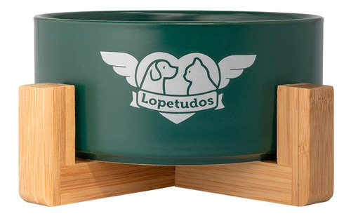 Comedouro Pet Elevado Lopetudos Cleanceram1, 750ml, Verde