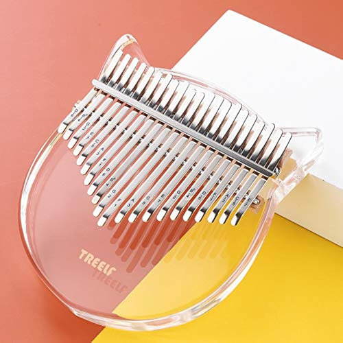 Treelf Kalimba 21 Teclas Cute Cat Acrylic Thumb Piano Mbira 